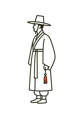 logo design of a Korean traditional dressed man on transparent background