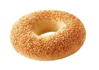 Sesame-seed covered bagel on black