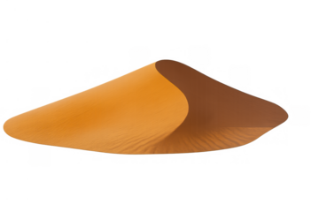 Golden sand dune showing desert landscape with texture and shadow on transparent background