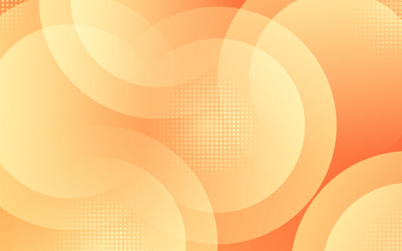 Vibrant abstract background with overlapping circular shapes in a warm orange gradient, featuring a modern geometric halftone texture
