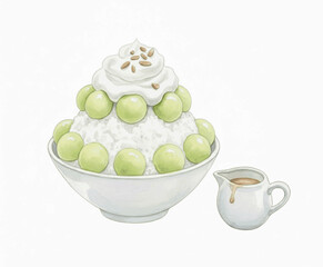 Green Melon Shaved Ice Melon Bingsu isolated watercolor vector illustration svg
