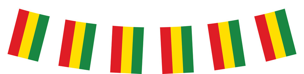 Red, yellow and green colored party bunting as the colors of the Black History Month flag. Flat design illustration.