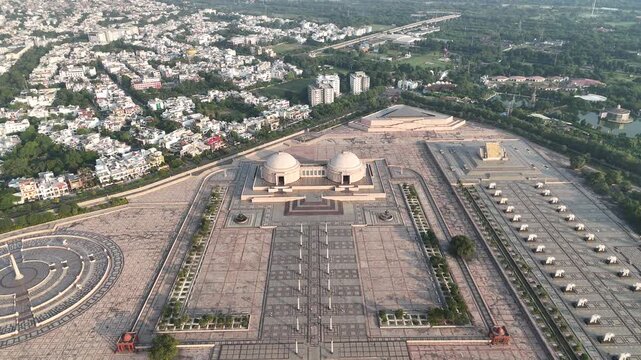 Aerial Shot of Ambedkar Park in Lucknow, Uttar Pradesh, India