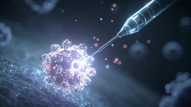 Macro shot of AI biosensor detecting biomarkers, glowing nanotechnology visualization, futuristic healthcare precision, ai biomedical analysis