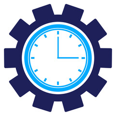 Time management icon with watch and surrounding gears. Clean modern concept.