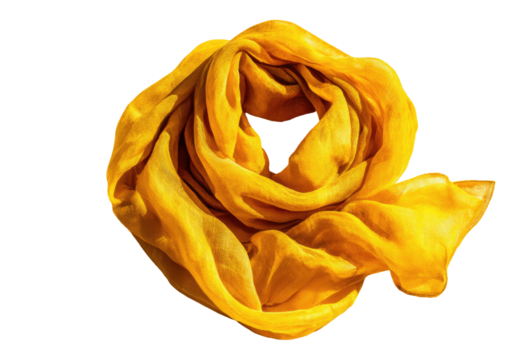 Bright gold scarf loosely draped against a black background