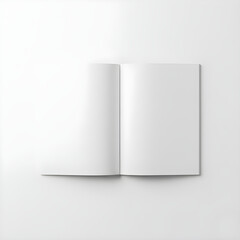 Fototapeta premium Blank Open Magazine or Brochure Mockup: Top View of Empty Pages on White Background