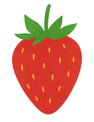 Obraz premium いちご フラット質感イラスト 透明PNG アウトラインなし 食品素材 パッケージ ラベル カフェメニュー レシピカード Webアプリデザイン ポスター ステッカー アイコン向け