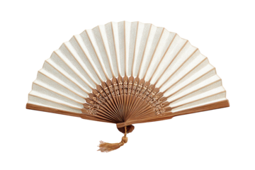 Elegant off-white folding fan with wood frame