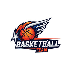 Vector art of basketball team logo with bold typography and dynamic design, perfect for sports branding, club identity, or athletic apparel