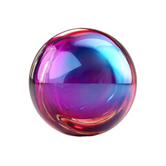 Glossy orb reflects blue, purple, and red light swirls