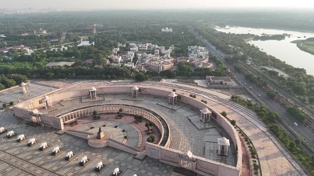Aerial Shot of Ambedkar Park in Lucknow, Uttar Pradesh, India