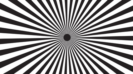 A dynamic burst of black and white rays emanating from a central point, creating a captivating optical illusion, evoking a sense of energy and movement