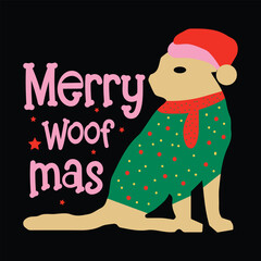 Merry Woofmas  Christmas Dog T-shirt Design