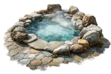 Rocky pool with steaming water