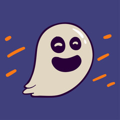 Cute and friendly cartoon ghost character for Halloween, a happy spooky spirit illustration