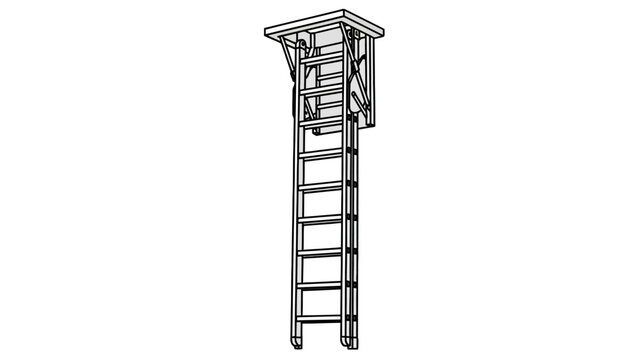 Attic ladder mechanism viewed from an angle