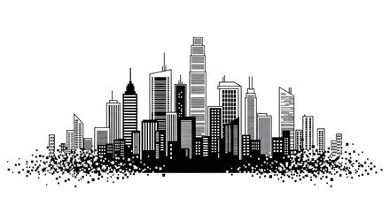 Naklejka premium Modern city skyline illustration with vibrant glowing accents, perfect for futuristic technology concepts and urban development projects, conveying innovation