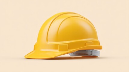Fototapeta premium Yellow Construction Helmet on Light Background Illustrating the Intersection of Education and Industry in Safety Standards