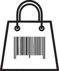 Retail Shopping Bag Silhouettes with Barcode Pattern for E-commerce Logistics
