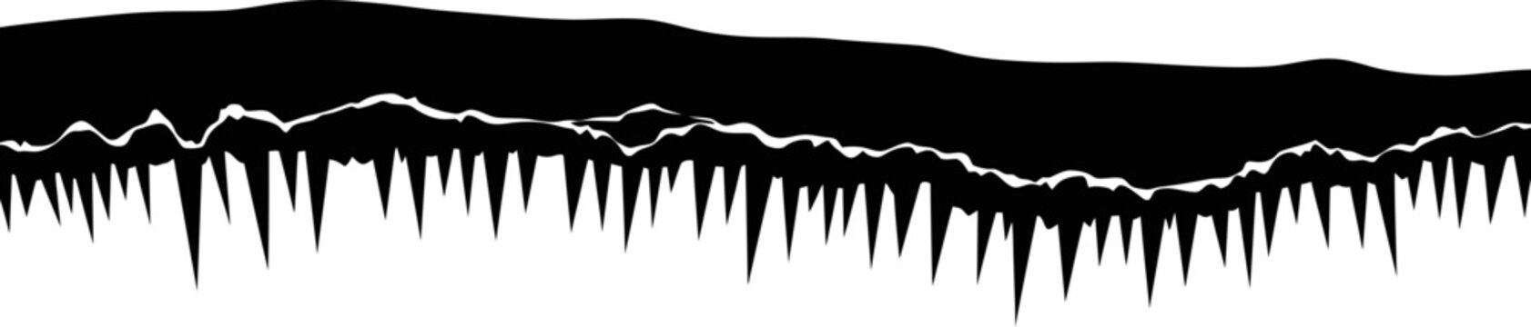 jagged teeth of night pierce the calm, pristine white emptiness below