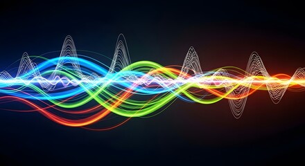 Abstract colorful sound wave energy visualization representing digital audio and music technology
