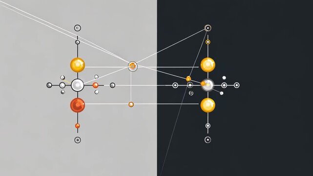 Abstract Geometric Composition: A visually striking abstract composition with interconnected lines and circles, creating a sense of dynamic flow and structure.
