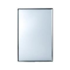 Rectangular mirror with thin chrome frame on black background