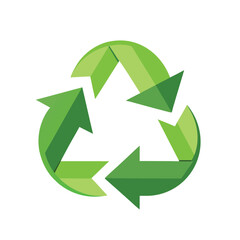 Fototapeta premium Green recycling symbol with 3D effect on white background arrows environment