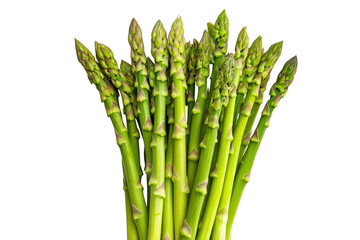 Fresh green asparagus stalks isolated on a transparent background