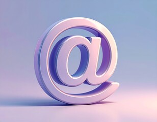 Glossy, three-dimensional email symbol on a blurred, colorful background