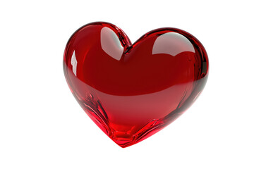 Red glass heart isolated on a transparent background