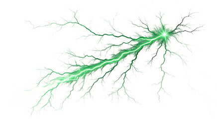 Fototapeta premium Electrical green toxic lightning isolated on white or transparent background