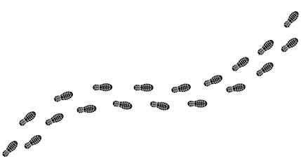 trace, human steps, footprints in shoes, path, isolated on transparent vector	
