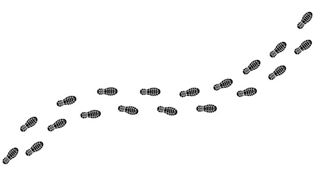 trace, human steps, footprints in shoes, path, isolated on transparent vector	
