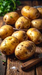 Freshly harvested golden root vegetables on a rustic wooden surface