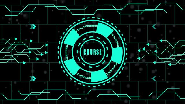 basis course,Dynamic technology backdrop featuring a luminous circle and intricate lines, ideal for course promotions, educational content,