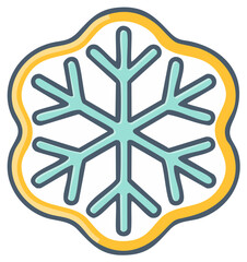 Colorful vector illustration of a snowflake symbol with rounded edges.