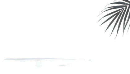 Simplified palm leaf silhouette and water drop, minimal black