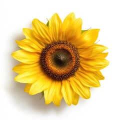 Vibrant Sunflower Bloom on White Background with Detailed Petals and Center Texture for Nature and Floral Designs