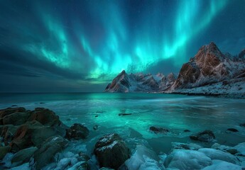 Northern Lights over a winter beach (3)