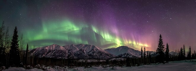 Aurora borealis over a snowy mountain range (1)