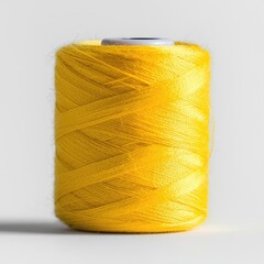 Bright Yellow Thread Spool on a Light Background for Creative Crafts and Sewing Projects
