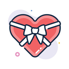 Wrapped gift box with a ribbon, flat outline icon of gift box in modern style