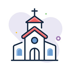 A christianity house vector flat outline style, church icon trendy design