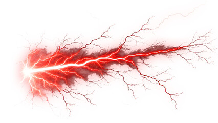 Electrical red toxic lightning isolated on white or transparent background