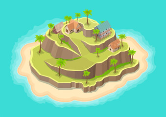 Isometric beautiful island with house