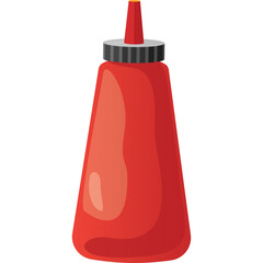 Red Plastic Squeeze Bottle Filled With Ketchup Sauce And Black Cap Isolated On White Background Healthy Food Condiment