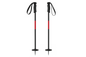 Pair of ski poles, essential alpine skiing gear, rendered against a transparent background for versatile use