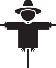 Autumn Scarecrow Silhouettes Simple Bold Outstretched Arms Farm Harvest Design